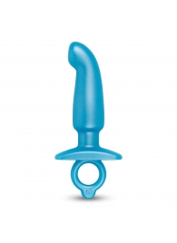 Голубая анальная пробка для массажа простаты Hither Silicone Prostate Plug - 14,3 см. - b-Vibe - в Дзержинске купить с доставкой