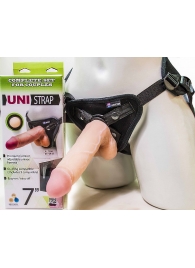 Страпон-унисекс с двумя насадками UNI strap 7  Harness - 19 и 16 см. - LOVETOY (А-Полимер) - купить с доставкой в Дзержинске