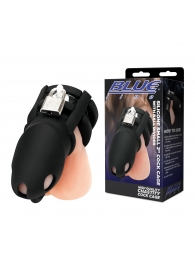 Черная клетка для пениса Silicone Small 2 in Cock Cage With Ball Divider - BlueLine - купить с доставкой в Дзержинске