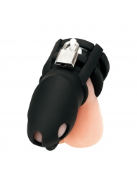 Черная клетка для пениса Silicone Small 2 in Cock Cage With Ball Divider - BlueLine - купить с доставкой в Дзержинске