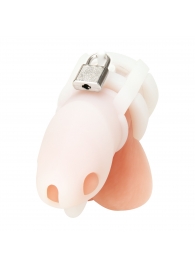 Белая клетка для пениса Silicone Small 2 in Cock Cage With Ball Divider - BlueLine - купить с доставкой в Дзержинске