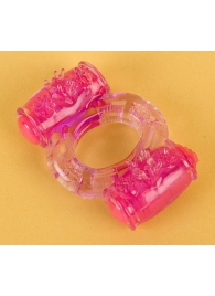 Фиолетовое виброкольцо с двумя вибропульками - Toyfa Basic - в Дзержинске купить с доставкой