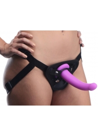 Лиловый поясной страпон Navigator Silicone G-Spot Dildo with Harness - 17,8 см. - XR Brands - купить с доставкой в Дзержинске