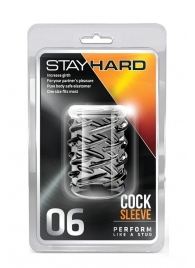 Прозрачная насадка с объёмными чёрточками STAY HARD COCK SLEEVE 06 CLEAR - Blush Novelties - в Дзержинске купить с доставкой