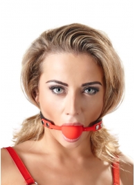 Силиконовый кляп-шар на чёрных ремешках Red Gag silicone - Orion - купить с доставкой в Дзержинске