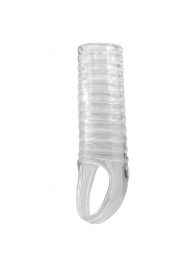 Прозрачная насадка на пенис с ребрышками и подхватом мошонки - Baile - в Дзержинске купить с доставкой