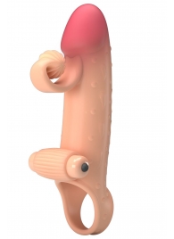 Телесная вибронасадка на пенис с подхватом мошонки - 20 см. - Baile - в Дзержинске купить с доставкой
