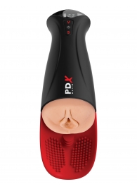 Телесный мастурбатор-вагина в черной колбе с вибрацией Fuck-O-Matic Pro XL - Pipedream - в Дзержинске купить с доставкой