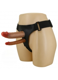 Темно-бежевый фаллопротез для двойного проникновения - 17,5 см. - Baile - купить с доставкой в Дзержинске