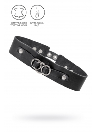 Черный чокер-ошейник со связанными кольцами на подложке - Pecado - купить с доставкой в Дзержинске