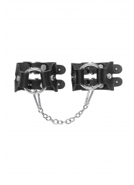 Черные кожаные наручники-браслеты из двух ремешков - Pecado - купить с доставкой в Дзержинске