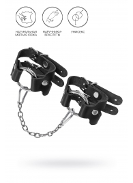 Черные кожаные наручники-браслеты из двух ремешков - Pecado - купить с доставкой в Дзержинске