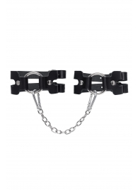 Черные кожаные оковы из двух ремешков - Pecado - купить с доставкой в Дзержинске