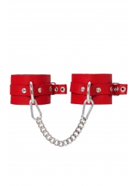 Красные мягкие кожаные оковы с люверсами - Pecado - купить с доставкой в Дзержинске