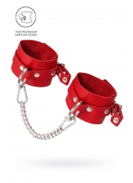 Красные мягкие кожаные оковы с люверсами - Pecado - купить с доставкой в Дзержинске