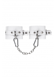 Белые мягкие кожаные наручники с люверсами - Pecado - купить с доставкой в Дзержинске