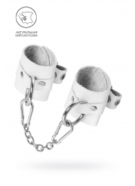 Белые мягкие кожаные наручники с люверсами - Pecado - купить с доставкой в Дзержинске