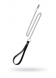 Поводок с ручкой из черной натуральной кожи и карабином для ошейника - Pecado - купить с доставкой в Дзержинске