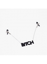 Зажимы на соски с кожаной подвеской Bitch - Crazy Handmade - купить с доставкой в Дзержинске