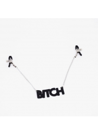 Зажимы на соски с кожаной подвеской Bitch - Crazy Handmade - купить с доставкой в Дзержинске