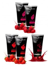 Набор из 5 съедобных лубрикантов JUJU (клубника х 2, малина х 2, вишня) - JuJu - купить с доставкой в Дзержинске