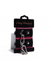 Черно-розовые скругленные наручники с мягкой подкладкой - Crazy Handmade - купить с доставкой в Дзержинске