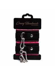 Черно-розовые скругленные наручники с мягкой подкладкой - Crazy Handmade - купить с доставкой в Дзержинске