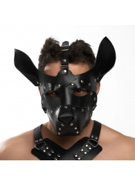 Черная кожаная маска «Собака» - Crazy Handmade - купить с доставкой в Дзержинске