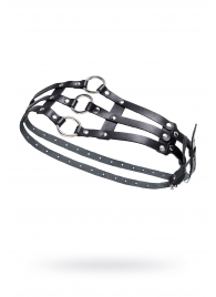 Черный кожаный пояс с кольцами - Pecado - купить с доставкой в Дзержинске