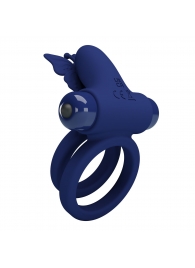 Синее эрекционное кольцо с вибростимуляцией клитора - Baile - в Дзержинске купить с доставкой