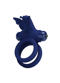 Синее эрекционное кольцо с вибростимуляцией клитора - Baile - в Дзержинске купить с доставкой
