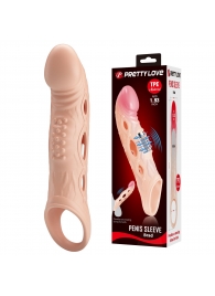 Телесная удлиняющая насадка с рельефом и вибрацией Brad - 21,3 см. - Baile - в Дзержинске купить с доставкой