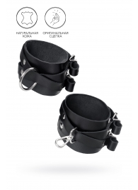 Черные кожаные оковы с двумя перекрёстными ремешками - Pecado - купить с доставкой в Дзержинске