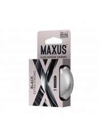 Черные утолщенные презервативы MAXUS Extra Strong с железным кейсом - 3 шт. - Maxus - купить с доставкой в Дзержинске