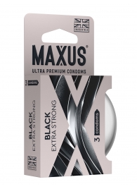 Черные утолщенные презервативы MAXUS Extra Strong с железным кейсом - 3 шт. - Maxus - купить с доставкой в Дзержинске