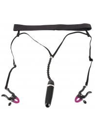 Женские вибростринги с зажимами для половых губ Spreader String with Vibrator - Orion - купить с доставкой в Дзержинске