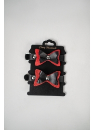 Черно-красные кожаные наручники с бантиками - Crazy Handmade - купить с доставкой в Дзержинске