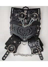 Черный ажурный кожаный набор фиксаций - Crazy Handmade - купить с доставкой в Дзержинске