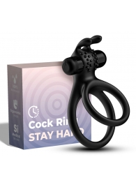 Черное эрекционное виброкольцо с подхватом мошонки Stay Hard - Boys of Toys - в Дзержинске купить с доставкой