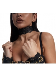 Черный ажурный чокер с золотистой фурнитурой - Crazy Handmade - купить с доставкой в Дзержинске