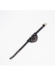 Черный чокер с клепками и золотистой фурнитурой - Crazy Handmade - купить с доставкой в Дзержинске