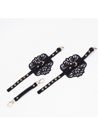 Черный фигурные оковы с золотистой фурнитурой - Crazy Handmade - купить с доставкой в Дзержинске