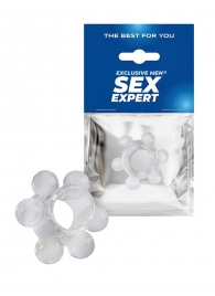 Прозрачное эрекционное кольцо с 6 стимулирующими шариками - Sex Expert - в Дзержинске купить с доставкой