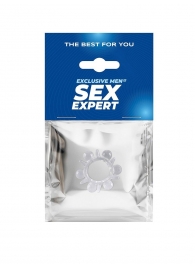 Прозрачное эрекционное кольцо с шариками и шипами - Sex Expert - в Дзержинске купить с доставкой