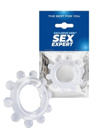 Прозрачное эрекционное кольцо со стимулирующими шариками - Sex Expert - в Дзержинске купить с доставкой