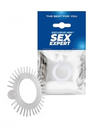 Эластичное эрекционное кольцо с шипиками и шариком - Sex Expert - в Дзержинске купить с доставкой
