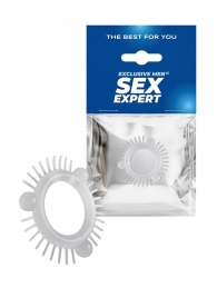 Эластичное эрекционное кольцо с 3 шариками и шипами - Sex Expert - в Дзержинске купить с доставкой