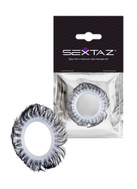 Эластичное эрекционное колечко с черными «ресничками» - Sextaz - в Дзержинске купить с доставкой
