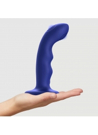 Синяя насадка-стимулятор Strap-On-Me Tapping Dildo Wave - Strap-on-me - купить с доставкой в Дзержинске