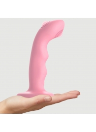 Розовая насадка-стимулятор Strap-On-Me Tapping Dildo Wave - Strap-on-me - купить с доставкой в Дзержинске